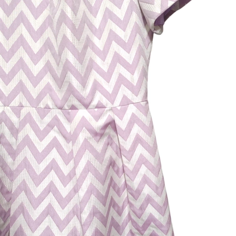 Chancele Pastel Purple Chevron Striped Short Sleeve Church Dress Women's Size 14 - Picture 5 of 7
